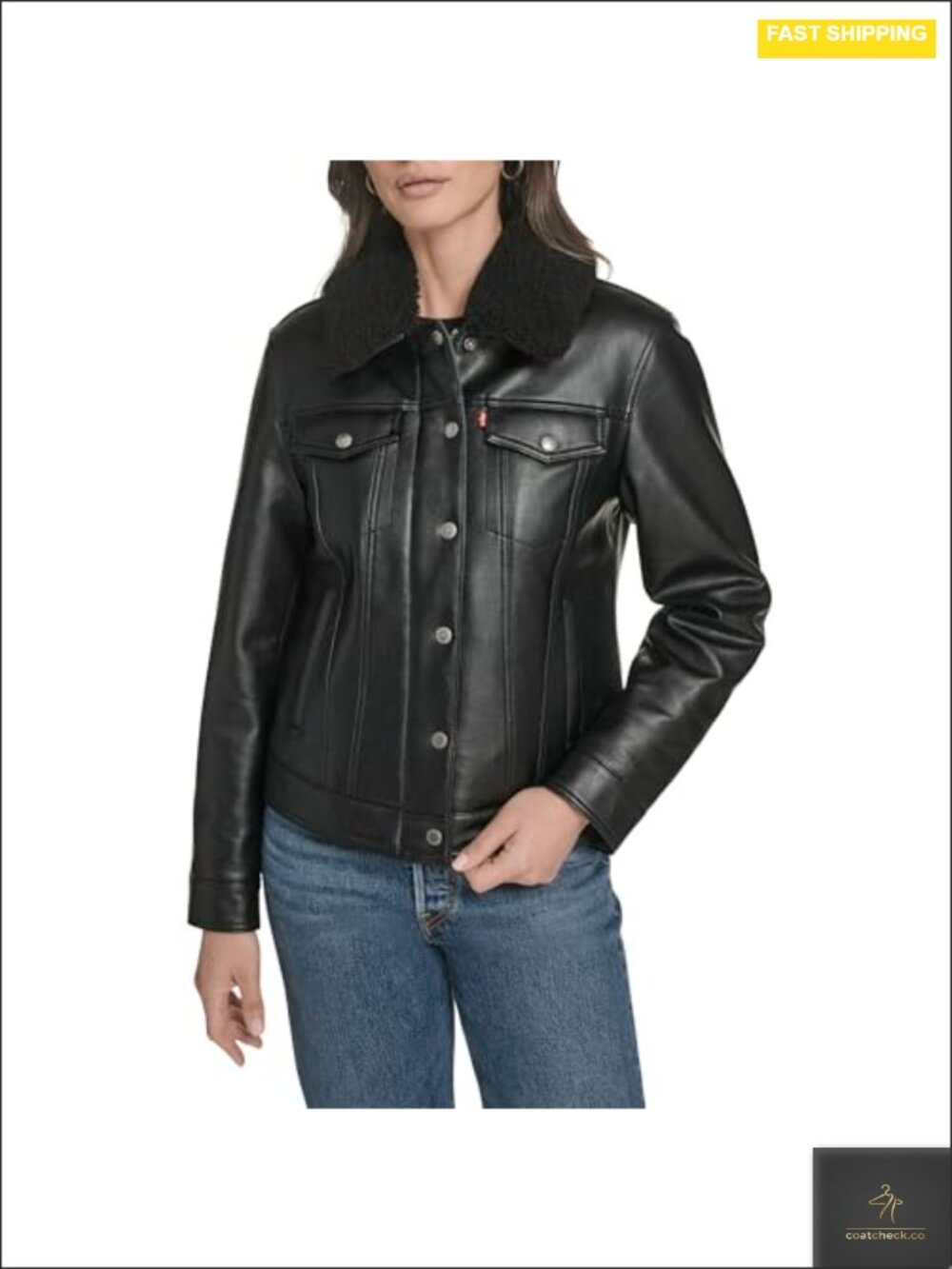 Levi's Women's Classic Sherpa Lined Trucker Jacket Faux Leather